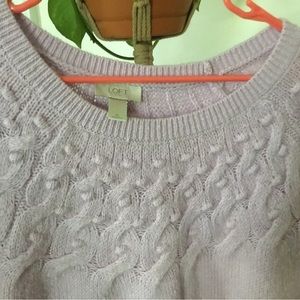 Lilac Loft sweater with Pom Pom neckline. Size XL.